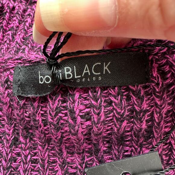 NWT Bobiblack Black Berry Marled VNeck Long Sleeve Crop Sweater S - Picture 7 of 10